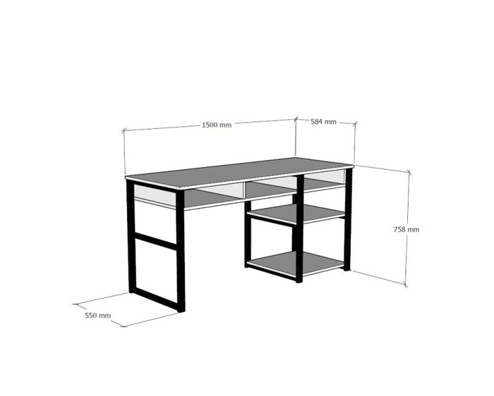 Hanah Home Mesa de Estudio Nogal y Negro 150x58.4x75.8cm
